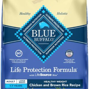 Blue Buffalo Life Protection Formula Healthy Weight Large Breed Adult Dry Dog Food for Weight Control, Made with Natural Ingredients, Chicken & Brown Rice Recipe