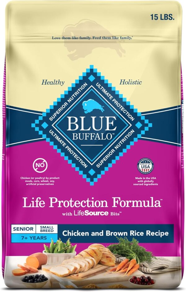 Blue Buffalo Life Protection Formula Small Breed Senior Dry Dog Food, Supports Joint Health and Immunity, Made with Natural Ingredients, Chicken & Brown Rice Recipe