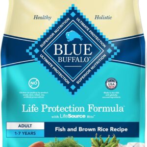 Blue Buffalo Adult Dog Food – Fish & Brown Rice, Supports Muscle Health, Natural Ingredients