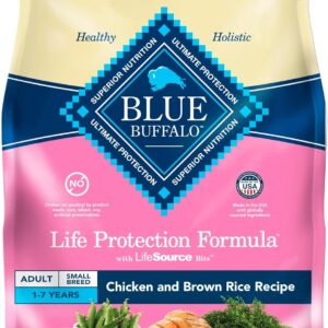 Blue Buffalo Life Protection Formula Adult Small Breed Dry Dog Food, Supports High Energy Needs, Made with Natural Ingredients, Chicken & Brown Rice